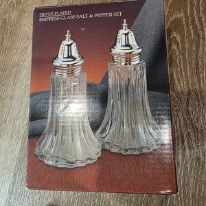 Silver Plated Empress Glass Salt & Pepper Set